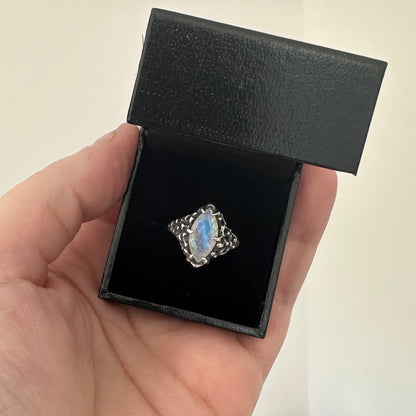 Aphrodite Ring (Labradorite and Rainbow Moonstone)