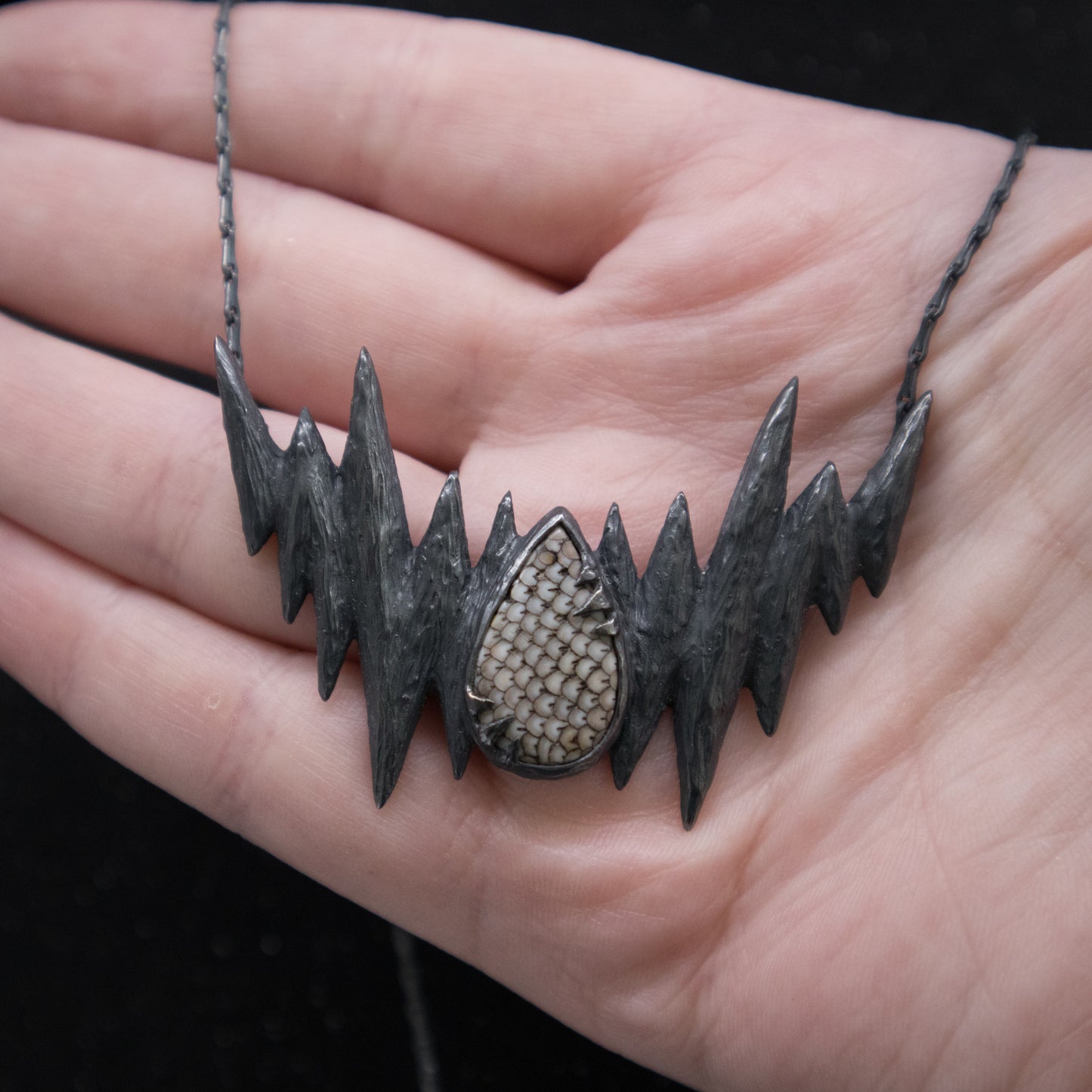 Orlok’s Shadow Necklace - Fossilised Snakeskin Wrasse  - OOAK
