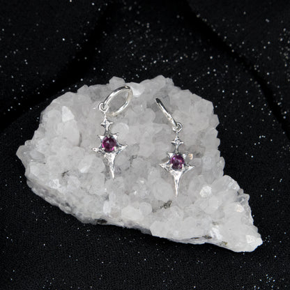 Eldritch Hoop Earrings - Rhodolite Garnet - Ready to ship