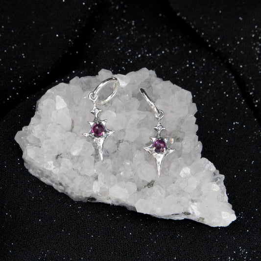 Eldritch Hoop Earrings - Rhodolite Garnet - Ready to ship