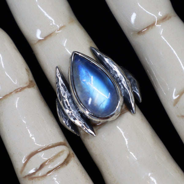 Lestat Ring - Rainbow Moonstone - Size 6.25 - Ready to ship