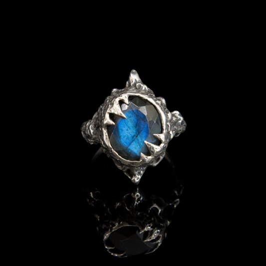 Orlok Ring - Onyx and Labradorite