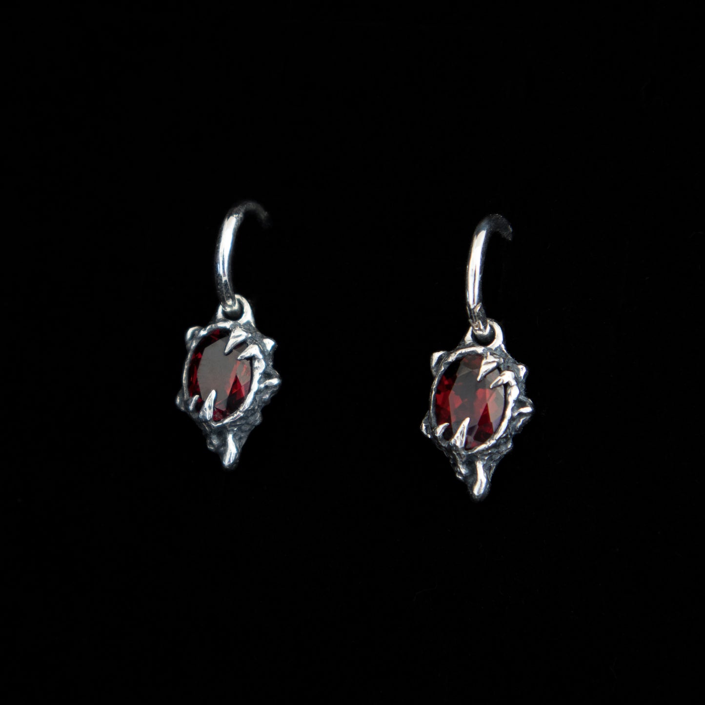 Primordial Hoop Earrings - Garnet - Ready to Ship