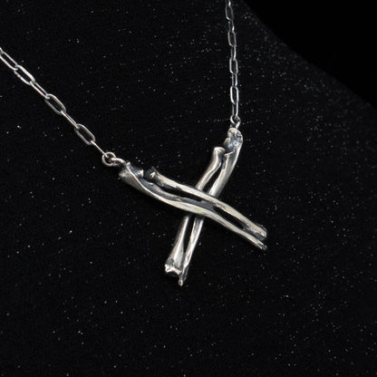 Large Crossbones Necklace - 16 inches - Ready to Ship
