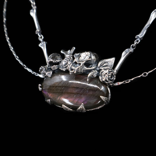 Secret Garden Necklace - Algiz and Sowilo - OOAK - Purple Labradorite