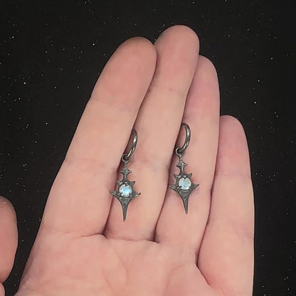 Eldritch Hoop Earrings - Rainbow Moonstone - Ready to ship