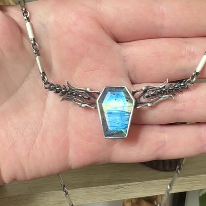 Cursed Burial Ground Necklace - OOAK - Labradorite Coffin - Ready to Ship