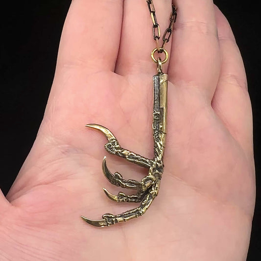 Crow Claw Pendant - 22 inches - Bronze - Ready to Ship