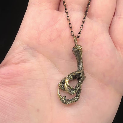 Parrot Claw Pendant - 30 inches - Bronze - Ready to Ship
