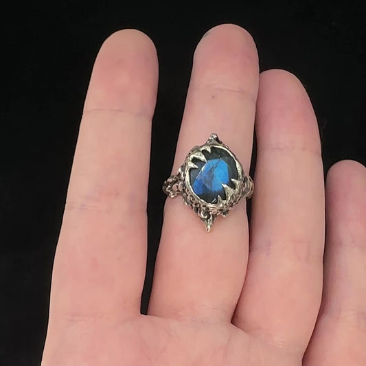 Orlok Ring - Onyx and Labradorite