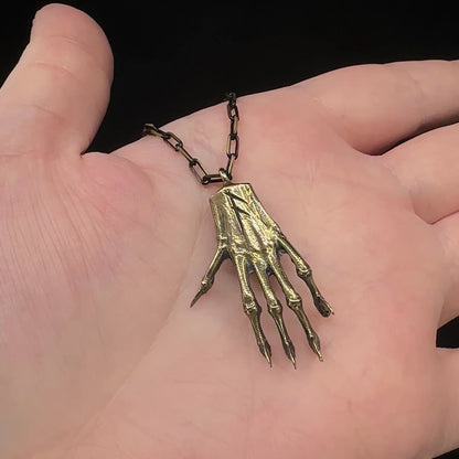 Squirrel Claw with Runes Pendant - 18 inches - Bronze - Ready to Ship