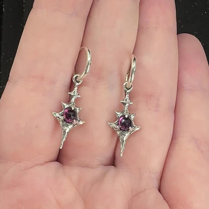 Eldritch Hoop Earrings - Rhodolite Garnet - Ready to ship