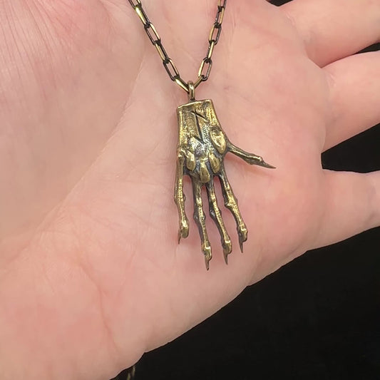 Squirrel Claw with Runes Pendant - 18 inches - Bronze - Ready to Ship