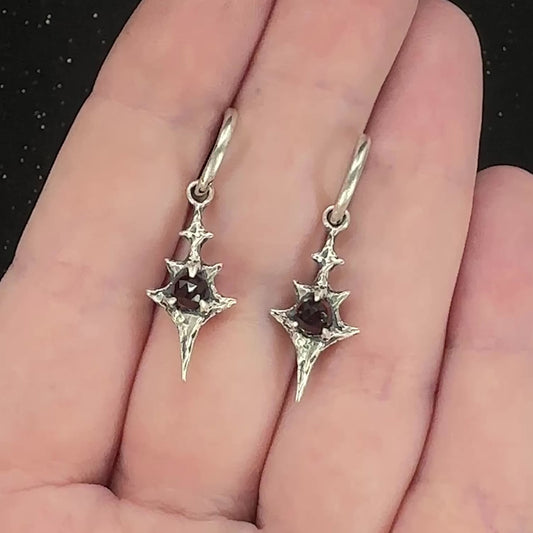 Eldritch Hoop Earrings - Garnet - Ready to ship