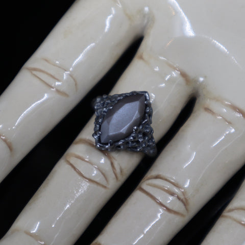 Aphrodite Ring (Grey Moonstone and Onyx)