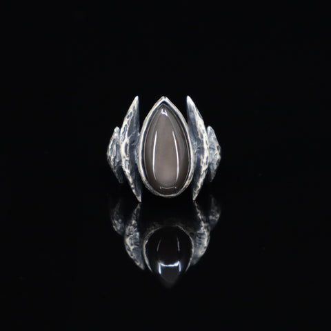 Lestat Ring - Grey Moonstone - Size 8 - Ready to ship