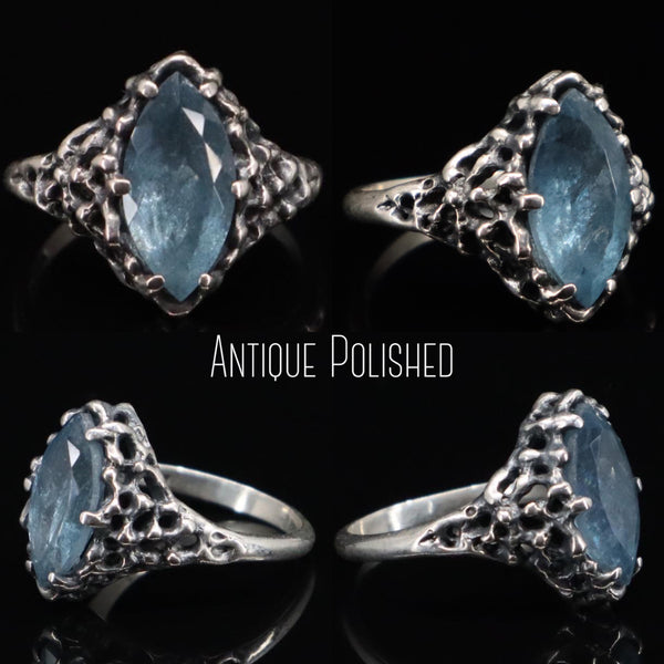 Aphrodite Ring (Grey Moonstone and Onyx)