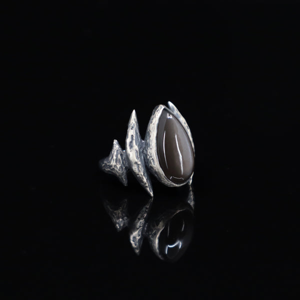Lestat Ring - Grey Moonstone - Size 8 - Ready to ship
