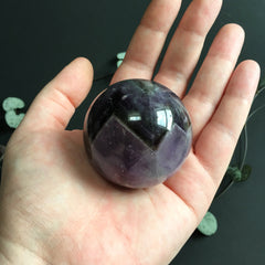 Chevron Amethyst Ball and Wooden Stand