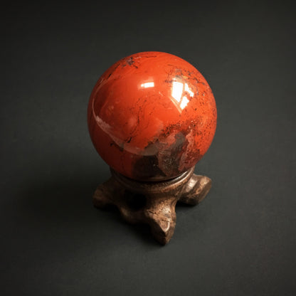 Snakeskin Jasper Ball with Wooden Stand