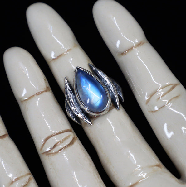 Lestat Ring - Rainbow Moonstone - Size 6.25 - Ready to ship