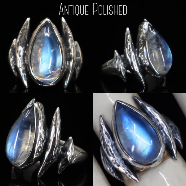 Lestat Ring (Grey Moonstone and Labradorite)