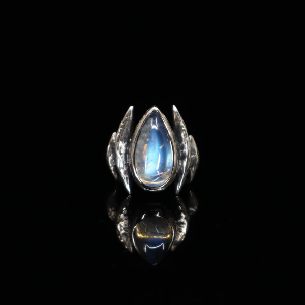 Lestat Ring - Rainbow Moonstone - Size 6.25 - Ready to ship